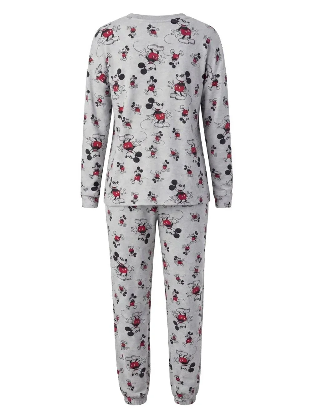 Disney Mickey Mouse Womens Pajama Set L 12-14 Gray Fleece Jogger Lounge NWT